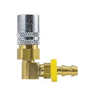 FS214VP By ZSi-Foster | Quick Disconnect | FJT Series | 1/4" One Way Valved Socket | 1/4" ID | Push-On Hose Stem | 90° Elbow | Brass