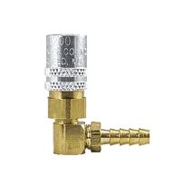 BLFS214V By ZSi-Foster | Quick Disconnect | FJT Series | 1/4" One Way Valved Socket | 1/4" ID | Hose Stem | Ball Lock | 90° Elbow | Brass