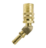 FS326 By ZSi-Foster | Quick Disconnect | FJT Series | 3/8" Straight Thru Socket | 3/8" ID | Hose Stem | 45° Elbow | Brass