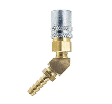 FS326V By ZSi-Foster | Quick Disconnect | FJT Series | 3/8" One Way Valved Socket | 3/8" ID | Hose Stem | 45° Elbow | Brass