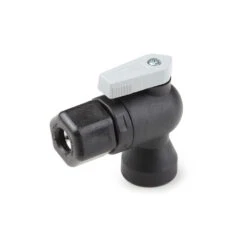 FTPPB4VFE4 By Parker | Ball Valve | 1/4" Tube Size X 1/4" Female NPTF Thread | 2.18" Length | 90° Elbow | Black | Polypropylene