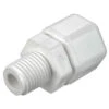 W8MC4 By Parker | Threaded Fitting | 1/2" Tube Connector X 1/4" Male NPTF Thread | 1" Hex | 1.74" Length | Straight | White | Polypropylene
