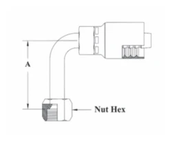 GC27-8x10 By Couplamatic | Grip Crimp Coupling | 1/2" Hose ID X 7/8x14 Thread Size JIC/SAE Dual Seat Female Swivel Long Drop | 90° Elbow | Trivalent Zinc Plating