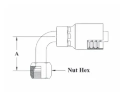 GC32-8x6 By Couplamatic | Grip Crimp Coupling | 1/2" Hose ID X 11/16x16 Thread Size O-Ring Face Seal | ORF Female Swivel | 90° Elbow | Trivalent Zinc Plating