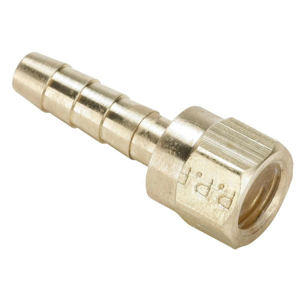128HBLSV-6-4 By Parker | Hose Barb Fittings | 3/8" Hose Barb X 1/4" Female Swivel NPSM Thread | 5/8" Hex | 1.63" Length | Straight | Brass | Pack Of 25 1 128HBLSV-6-4 By Parker | Hose Barb Fittings | 3/8" Hose Barb X 1/4" Female Swivel NPSM Thread | 5/8" Hex | 1.63" Length | Straight | Brass | Pack Of 25