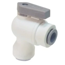 LFPP4VEU4 By Parker | LIQUIfit® Ball Valve | 1/4" Push-to-Connect X 1/4" Push-to-Connect | 2.33" Length | 1.75" Width | 90° Elbow | Polypropylene