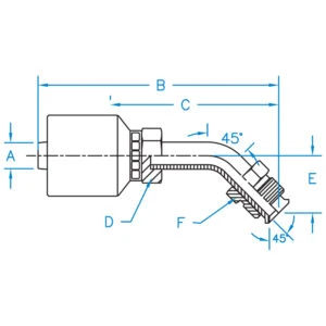 MIX45-08-08-W By Kurt Hydraulics | Male SAE Inverted Flare | 45 Degree Bent Tube | Swivel | For 1/2" Hose ID 1 MIX45-08-08-W By Kurt Hydraulics | Male SAE Inverted Flare | 45 Degree Bent Tube | Swivel | For 1/2" Hose ID