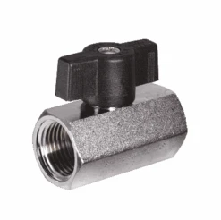 S34AF1 By RuB Inc. | Metric Threaded Mini Ball Valve | 1/8" Female BSPP X 1/8" Female BSPP | | With Black T-Handle | Brass | Pack Of 22
