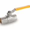 S84D05 By RuB Inc. | Metric Threaded Full Port Ball Valve | 1/2" Female BSPT X 1/2" Female BSPT | With Yellow Steel Handle | Nickel Plated Brass | Pack Of 8