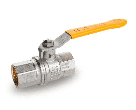 S84E05 By RuB Inc. | Metric Threaded Full Port Ball Valve | 3/4" Female BSPT X 3/4" Female BSPT | With Yellow Steel Handle | Nickel Plated Brass | Pack Of 12 1 S84E05 By RuB Inc. | Metric Threaded Full Port Ball Valve | 3/4" Female BSPT X 3/4" Female BSPT | With Yellow Steel Handle | Nickel Plated Brass | Pack Of 12