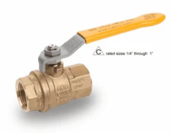 S92L41 By RuB Inc. | Full Port 2-Way Ball Valve | 2-1/2" Female NPT X 2-1/2" Female NPT | With Yellow Steel Handle | Brass | Pack Of 2