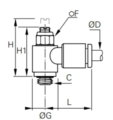 7625 53 11 By Parker | Legris Knobless Mini Flow Control - Meter Out | 1/8" Push-to-Connect X 1/8" Male NPT Thread | 6 Mm Hex | 90° Elbow | Nylon | Pack Of 10