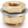 207ACBHS-4 By Parker | Legris Bulkhead Union | 1/4" Female NPTF Thread X 3/4" Thread | 1" Hex (B) | 1" Hex (C) | .94" Length | Straight | Brass | Pack Of 10