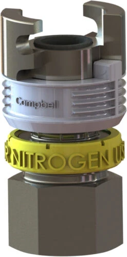 TLF-4N By Campbell Fittings | Double-Lock Coupling | For Nitrogen Use Only | 1/2" Female NPT Thread X 1/2" Hose Size | Straight | Plated Steel