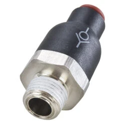 W68PLCK-4M-2 By Parker | Check Valve | 5/32" Push-to-Connect X 1/8" Male NPT Thread | 16 Mm Hex | Straight | Nylon/Nickel-Plated Brass | Pack Of 10