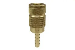 163 By Coilhose | Coilflow™ Automotive Tru-Flate Interchange Coupler | Manual | 1/4" Body Size | 1/4" Hose Barb | Straight | Brass (Type 16)