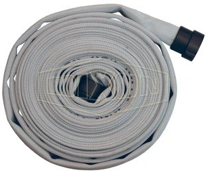 R515-50RAF Dixon 500# All Polyester Rack Hose (Non-UL Labeled) - Coiled - Coupled - Female X Male NST(NH) Rocker Lug Expansion Ring Couplings (Aluminum) - 1-1/2" Hose Size - 50ft Length