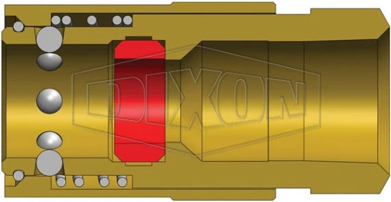 4CMF4-B-E By Dixon Valve | Hydraulic Quick Disconnect Coupling | CM-Series | 1/2" Female NPTF X 1/2" Industrial Mold Interchange | Socket | Unvalved | Silicone Seal | Brass - Image 2