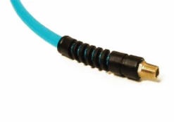 D42513 By Nycoil | Ultra-Lite SuperBraid® | Hose Assembly | 1/4" ID X 3/8" OD | 1/4" Male NPT Swivel Fitting | Transparent Blue | With Barb Fitting & Spring Guard | 25ft