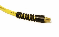 DL6995-4S By Nycoil | Ultra-Lite SuperBraid® | Hose Assembly | 3/8" ID X 0.515" OD | 1/4" Male NPT Swivel Fitting | Transparent Yellow | With Barb Fitting & Spring Guard | 100ft
