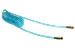 PR316-10B-T By Coilhose | Flexcoil Air Hose | 3/16" Hose ID X 5/16" Hose OD | 1/4" Male NPT Reusable Swivel Fittings | Transparent Blue | Polyurethane | 10ft