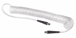 HSC2840-06X50 Kuri-Tec By Kuriyama | HSC2840 Series | Self-Store Coiled Tubing Assemblies For Air Tool Service | 3/8" ID | .570" OD | 3/8" X 1/4" Male NPT Fittings | Ether-Based Polyurethane | Blue Tint | 50ft Length