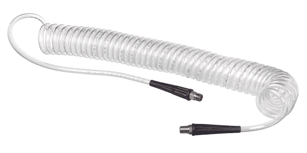 HSC2840-06X50 Kuri-Tec By Kuriyama | HSC2840 Series | Self-Store Coiled Tubing Assemblies For Air Tool Service | 3/8" ID | .570" OD | 3/8" X 1/4" Male NPT Fittings | Ether-Based Polyurethane | Blue Tint | 50ft Length 1 HSC2840-06X50 Kuri-Tec By Kuriyama | HSC2840 Series | Self-Store Coiled Tubing Assemblies For Air Tool Service | 3/8" ID | .570" OD | 3/8" X 1/4" Male NPT Fittings | Ether-Based Polyurethane | Blue Tint | 50ft Length