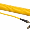 HSC2841-04X20 Kuri-Tec By Kuriyama | HSC2841 Series | Self-Store Coiled Tubing Assemblies For Air Tool Service | 1/4" ID | .375" OD | 1/4" X 1/4" Male NPT Fittings | Ether-Based Polyurethane | Yellow | 20ft Length