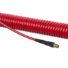 HSC2844-04X15 Kuri-Tec By Kuriyama | HSC2844 Series | Self-Store Coiled Tubing Assemblies For Air Tool Service | 1/4" ID | .375" OD | 1/4" X 1/4" Male NPT Fittings | Ether-Based Polyurethane | Red | 15ft Length