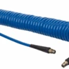 HSC2846-06X25 Kuri-Tec By Kuriyama | HSC2846 Series | Self-Store Coiled Tubing Assemblies For Air Tool Service | 3/8" ID | .570" OD | 3/8" X 1/4" Male NPT Fittings | Ether-Based Polyurethane | Blue | 25ft Length